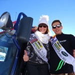Miss Austria Ena Kadic und Mister Austria Philipp Knefz auf dem Pistengerät.