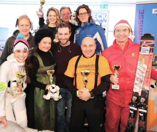 Ski-Opening Stuhleck Semmering 13.12.2018 – VIP-Riesentorlauf – Plätze 1 bis 3 sowie Musiker Josh und Gastgeber Mag. Fabrice Girardoni