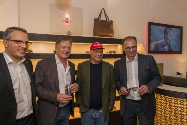 Eröffnung The Optic House und Maybach Boutique · Wolfgang Thelen,_Franz Klammer, Niki Lauda, Wolfgang Dworschak
