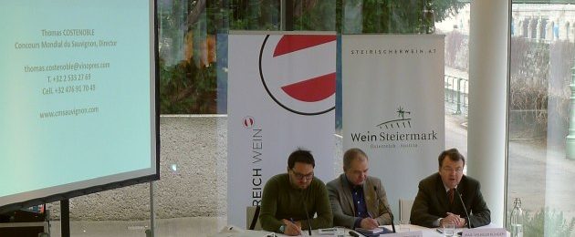 Wein Steiermark Concours Mondial du Sauvignon | Stefan Potzinger (Wein Steiermark), Thomas Costenoble (Concours Mondial), Mag. Willi Klinger (Österreich Wein Marketing)
