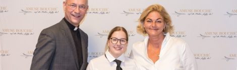 Amuse Bouche Finale 2019 · Dompfarrer Toni Faber, Gesamtkoordinatorin Piroska Payer