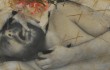 Arnulf Rainer Schlaf, 1973-74 Öl auf Fotografie auf Holz