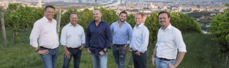 Die WienWein Winzer: Thomas Podsednik (Weingut Cobenzl), Fritz Wieninger, Rainer Christ, Thomas Huber (Weingut Fuhrgassl-Huber, Michael Edlmoser, Gerhard J. Lobner (Mayer am Pfarrplatz)