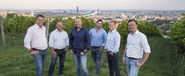 Die WienWein Winzer: Thomas Podsednik (Weingut Cobenzl), Fritz Wieninger, Rainer Christ, Thomas Huber (Weingut Fuhrgassl-Huber, Michael Edlmoser, Gerhard J. Lobner (Mayer am Pfarrplatz)